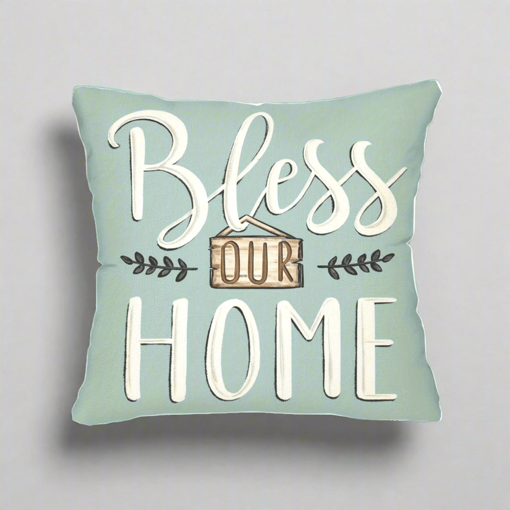 Bless Our Home Turquoise Pillow Cover Pillow Covers - Pillow Blooms