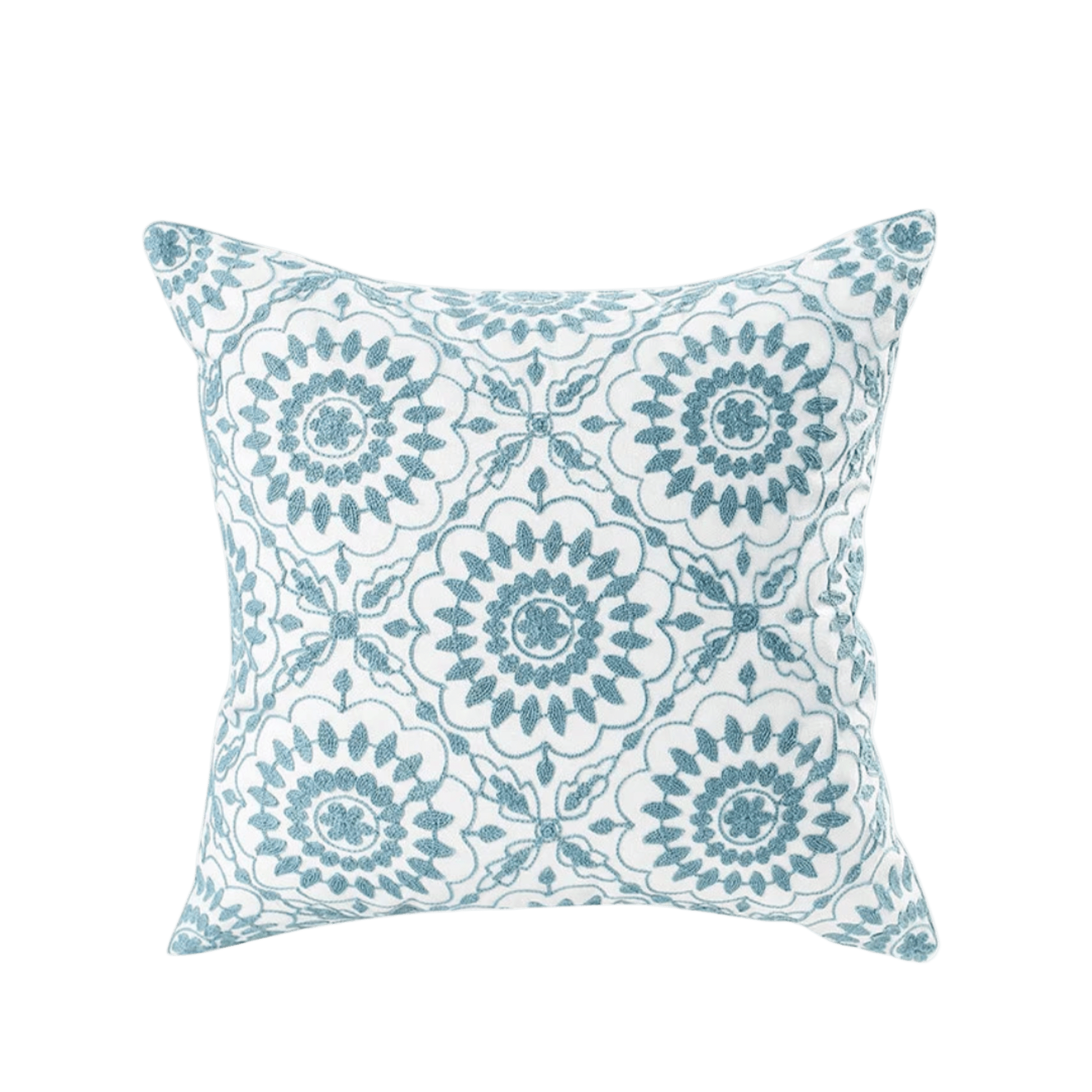 Blue Flora Embroidered Pillow Cover Pillow Covers - Pillow Blooms