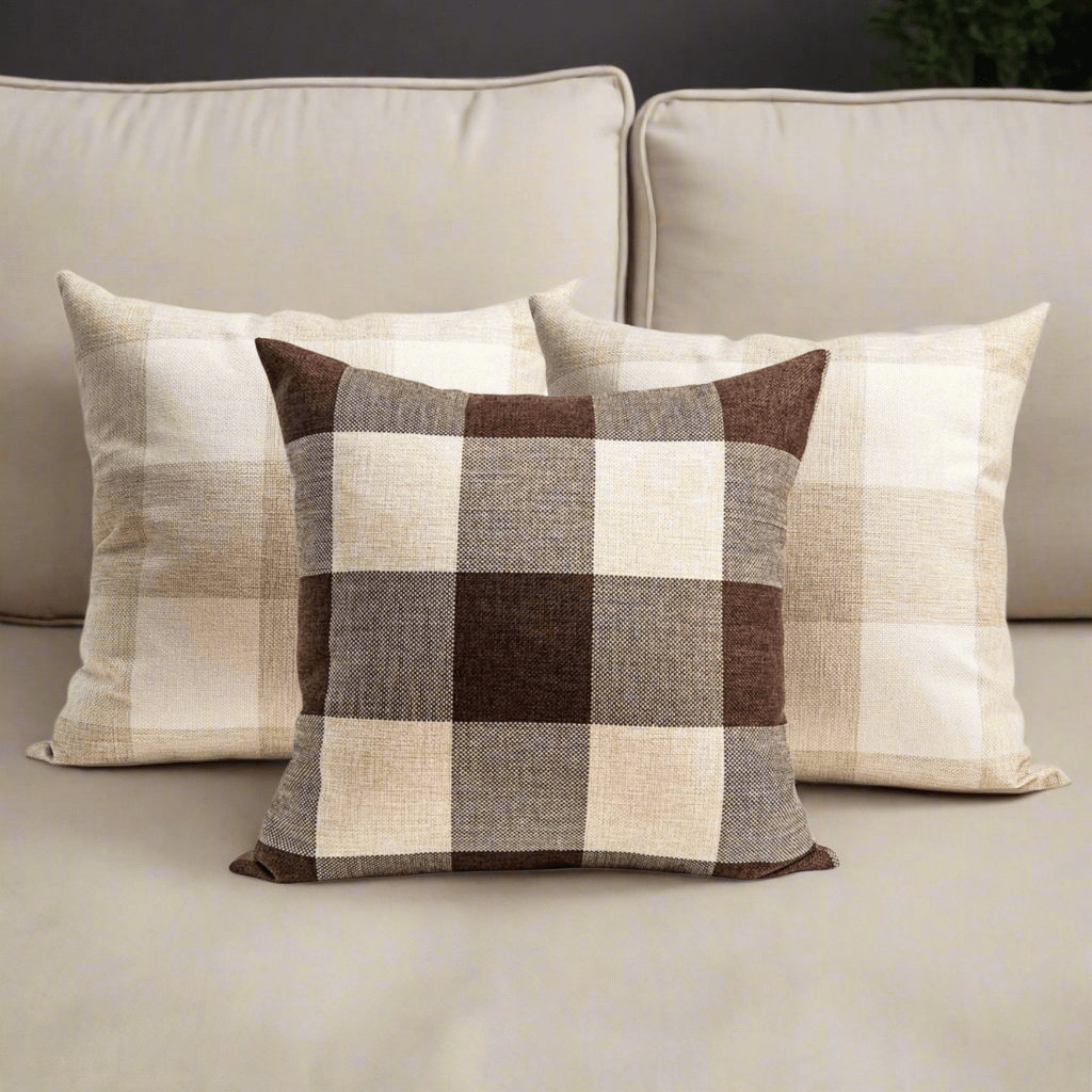 Cottage Brown Plaid Pillow Cover Pillow Covers - Pillow Blooms