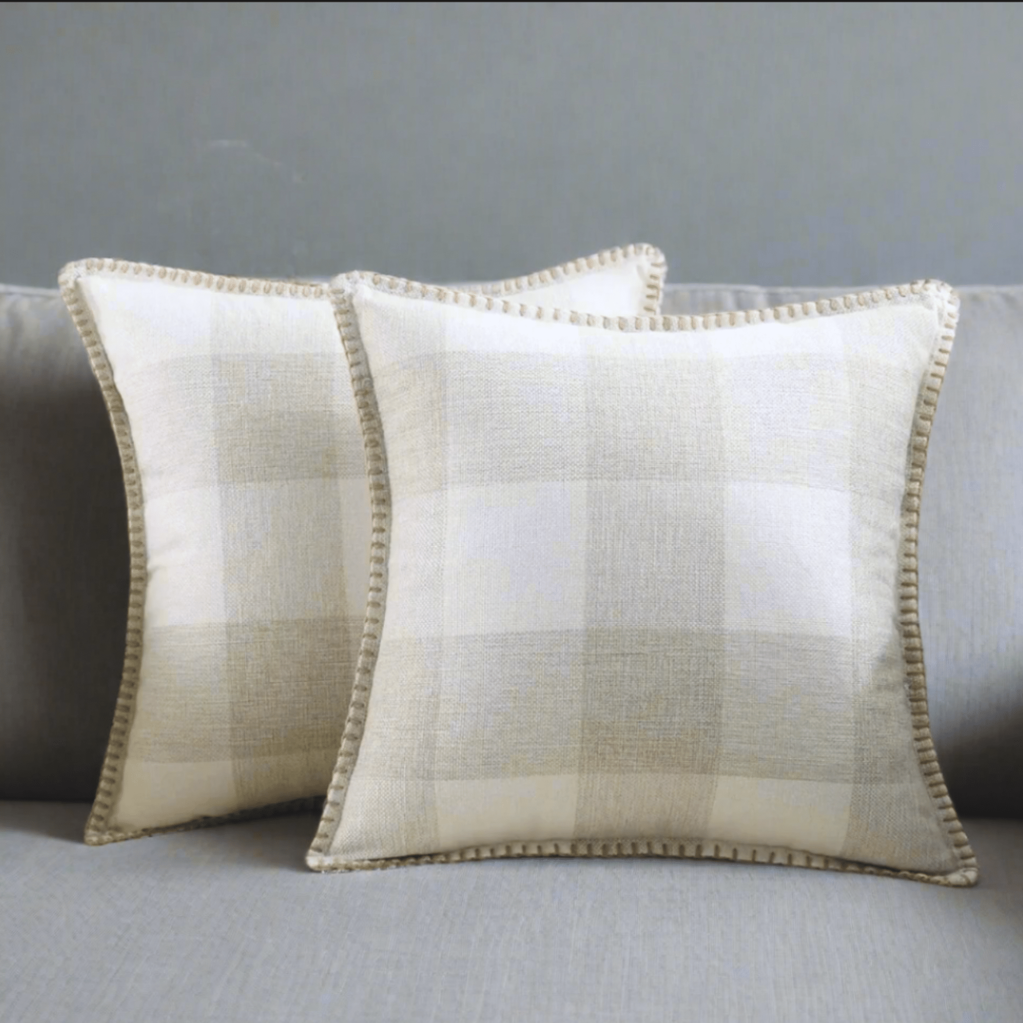 Cream Plaid Pillow Cover Pillow Covers - Pillow Blooms