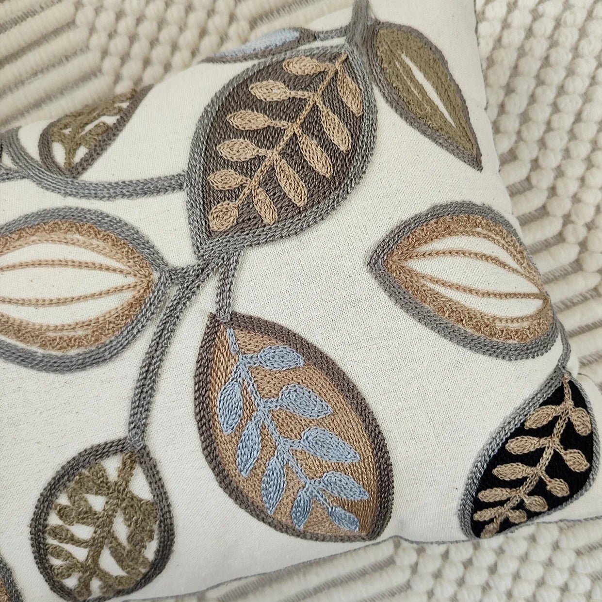 Leaves Embroidered Pillow Cover Pillow Covers - Pillow Blooms
