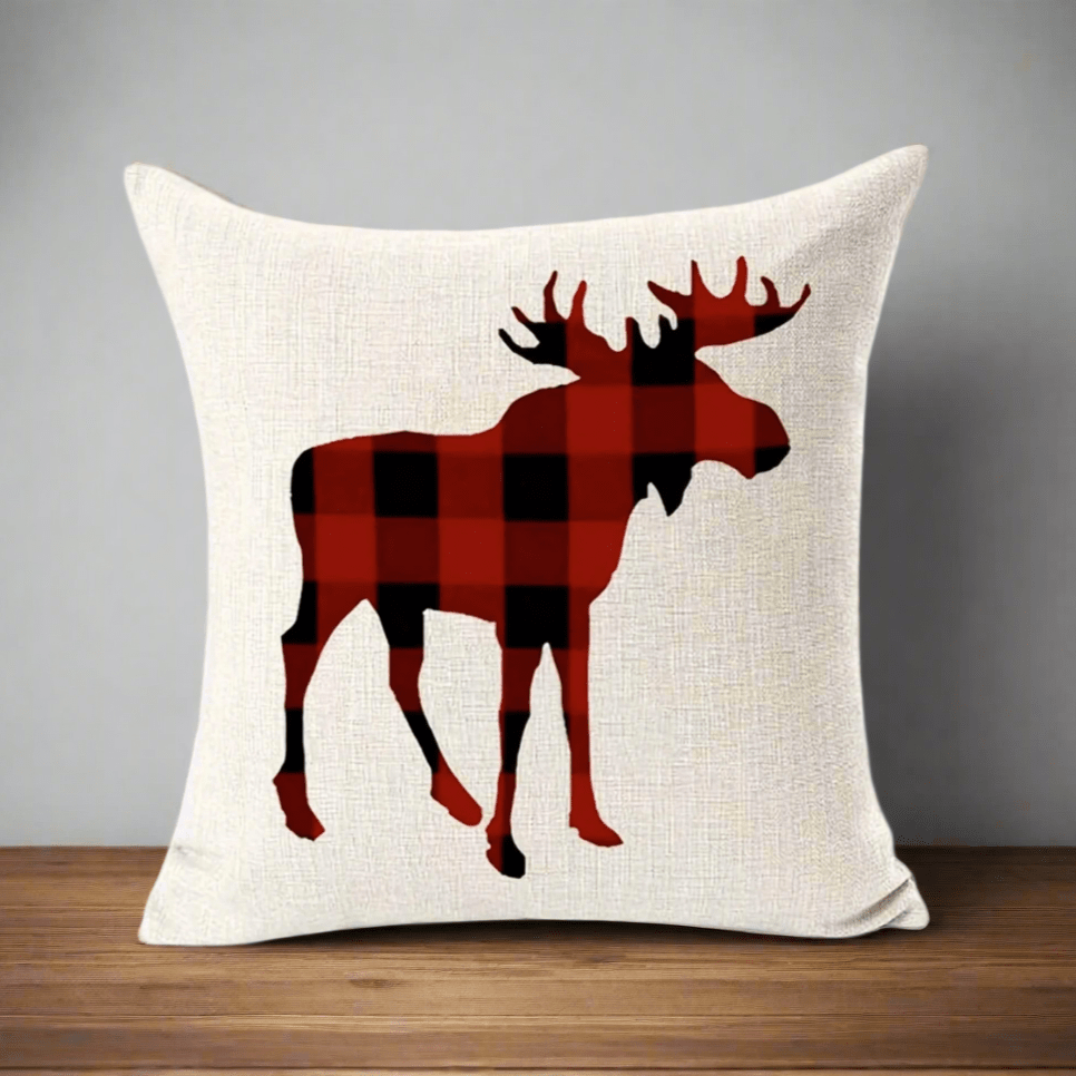 Plaid Moose Pillow Cover Pillow Covers - Pillow Blooms
