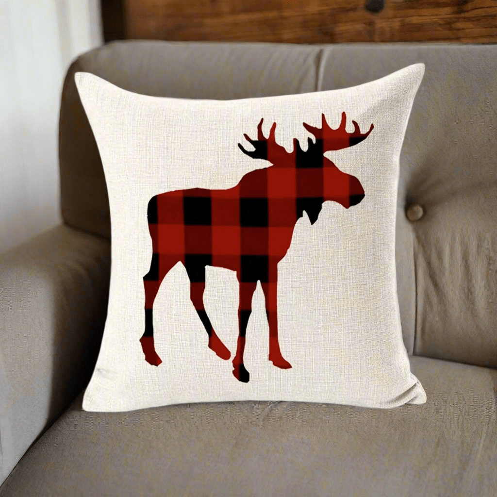 Plaid Moose Pillow Cover Pillow Covers - Pillow Blooms